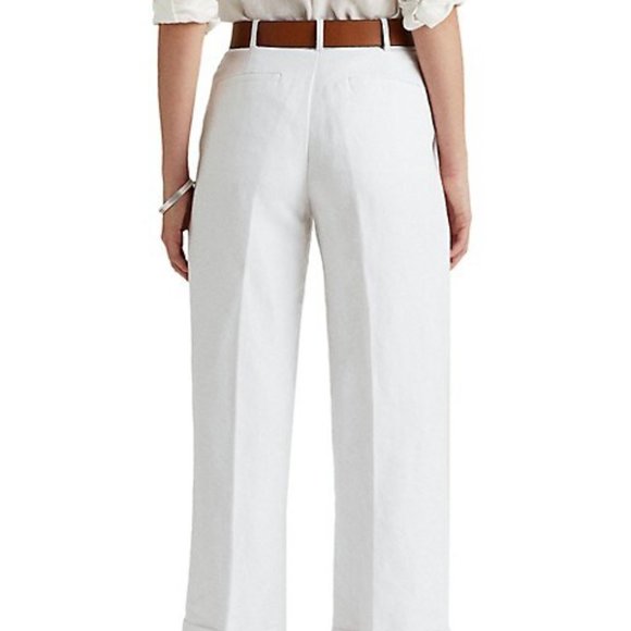 NWT Linen Twill Wide-Leg Pants Lauren Ralph Lauren - Picture 4 of 7
